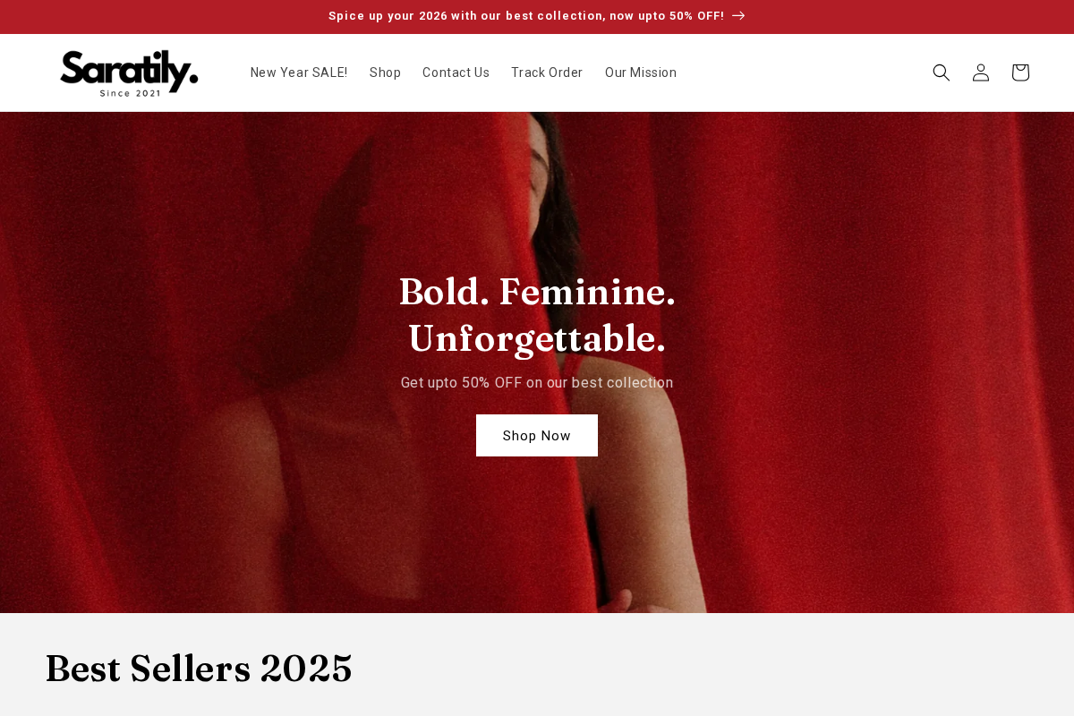 Saratily homepage screenshot