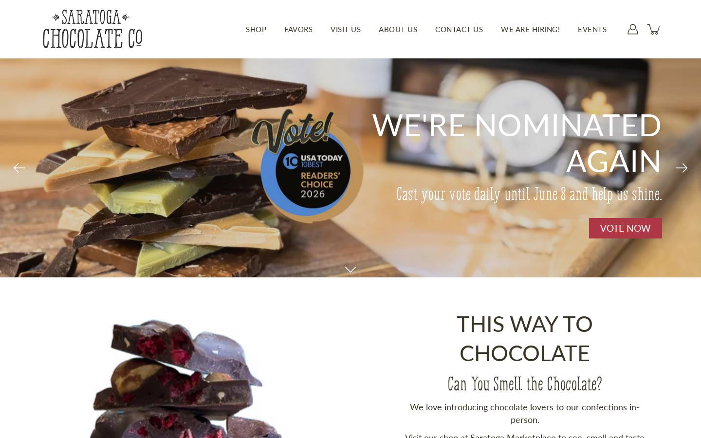 saratogachocolateco.com homepage screenshot