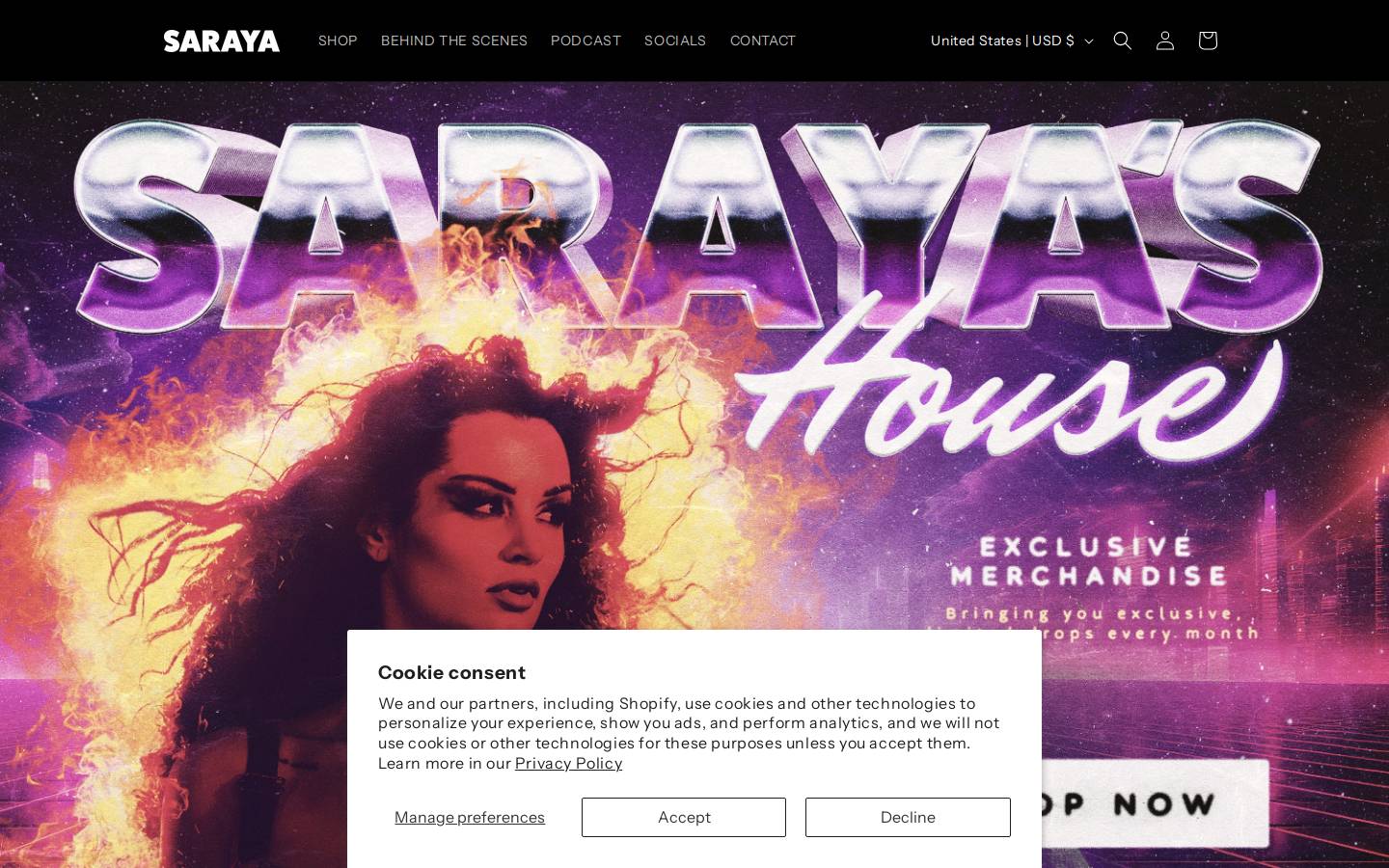 sarayashouse.com homepage screenshot