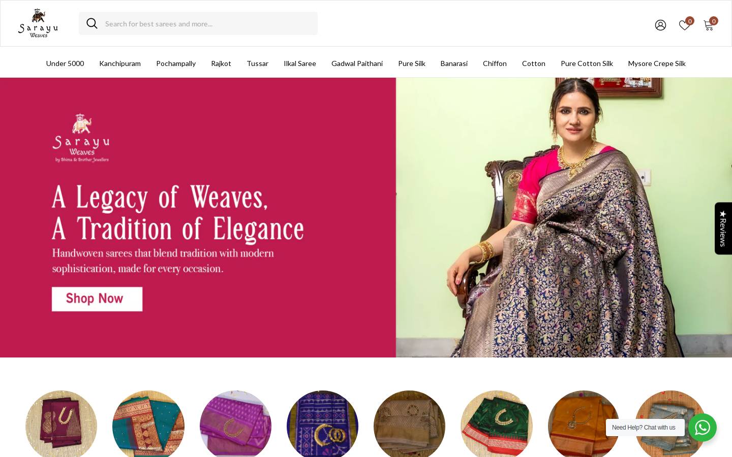sarayuweaves.com homepage screenshot