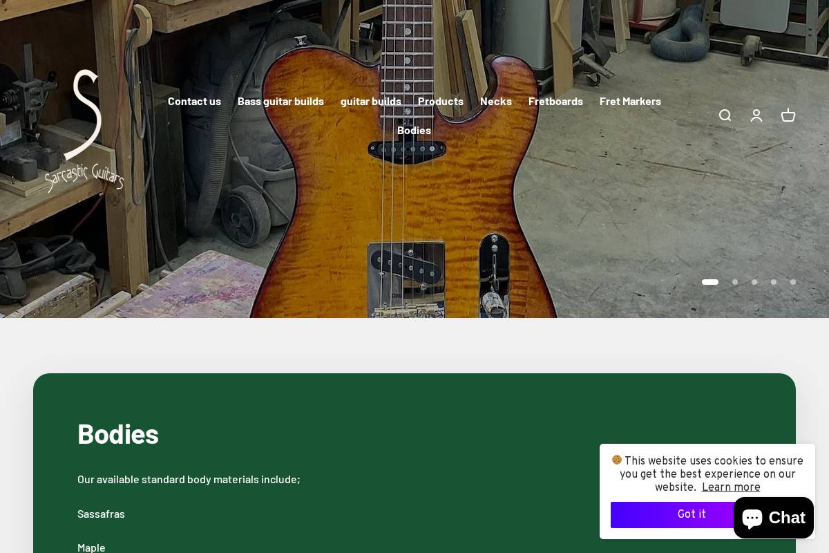 sarcasticguitars.com homepage screenshot