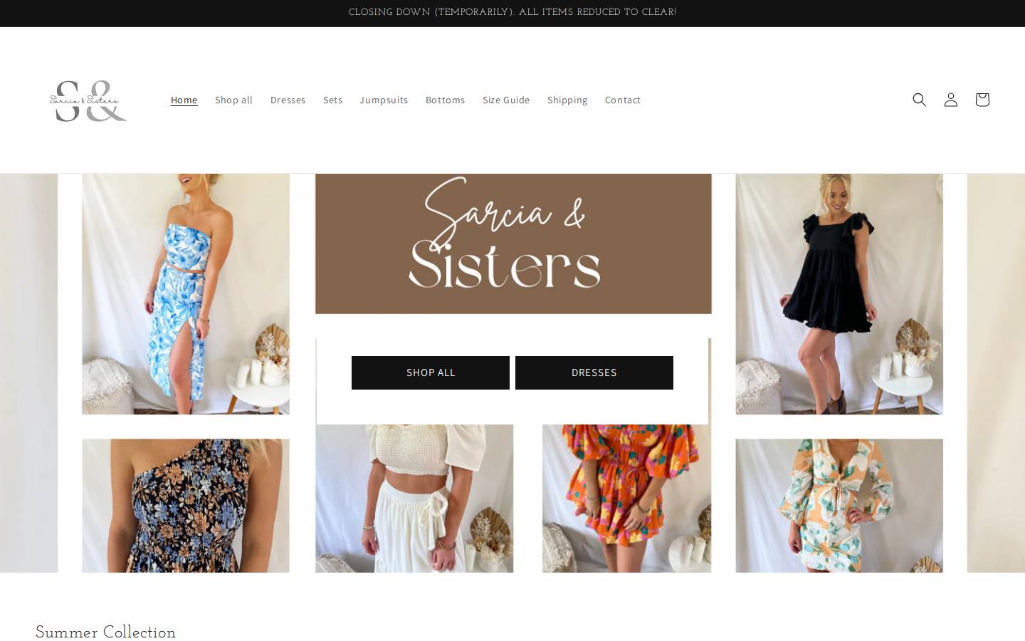 sarciaandsisters.com homepage screenshot