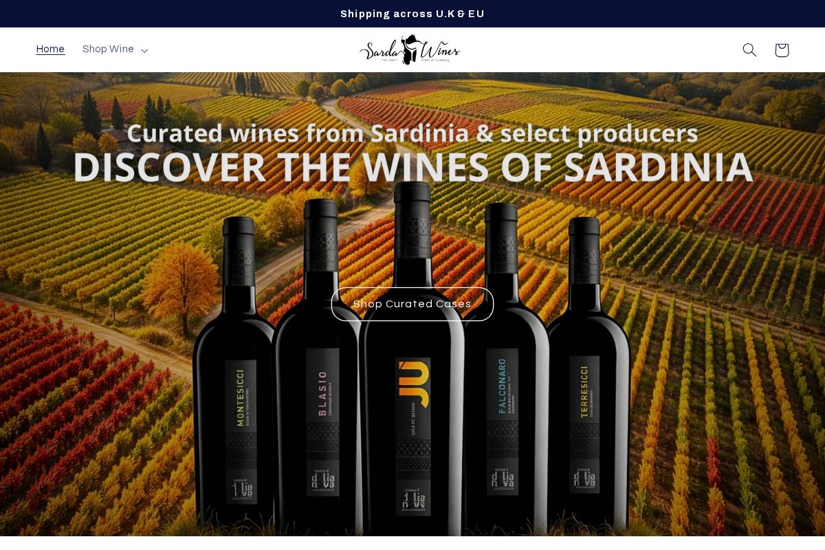 sardawines.com homepage screenshot