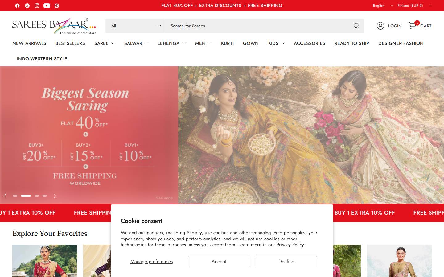 sareesbazaar.co.in homepage screenshot