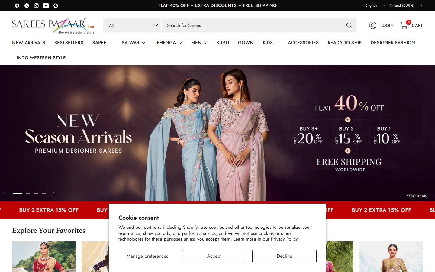 Sarees Bazaar homepage screenshot