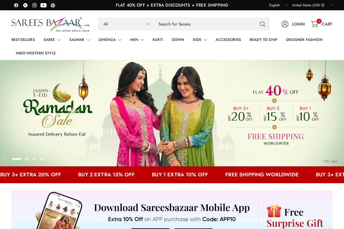 Sarees Bazaar homepage screenshot