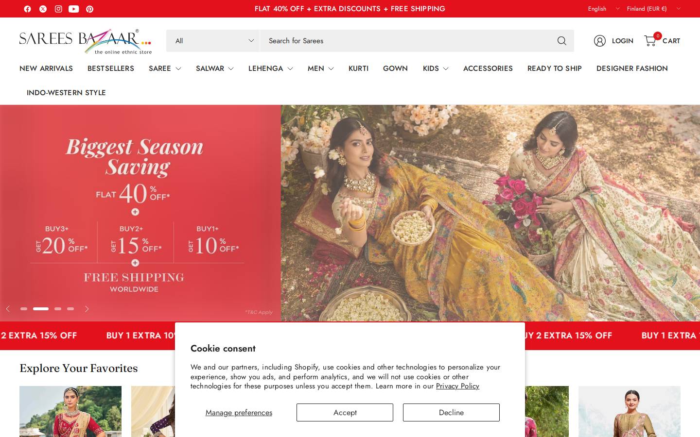 sareesbazar.in homepage screenshot