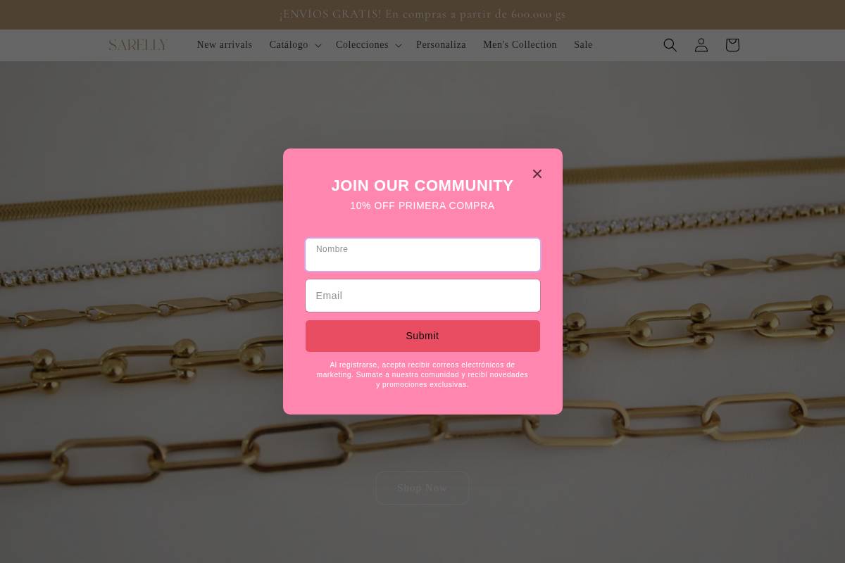 sarellyaccesorios.com homepage screenshot