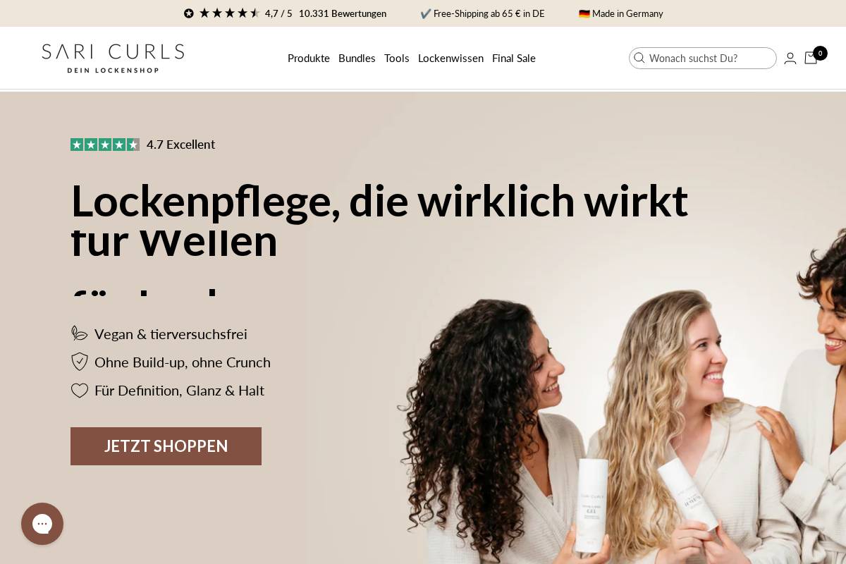 SARI CURLS - Dein Lockenshop homepage screenshot