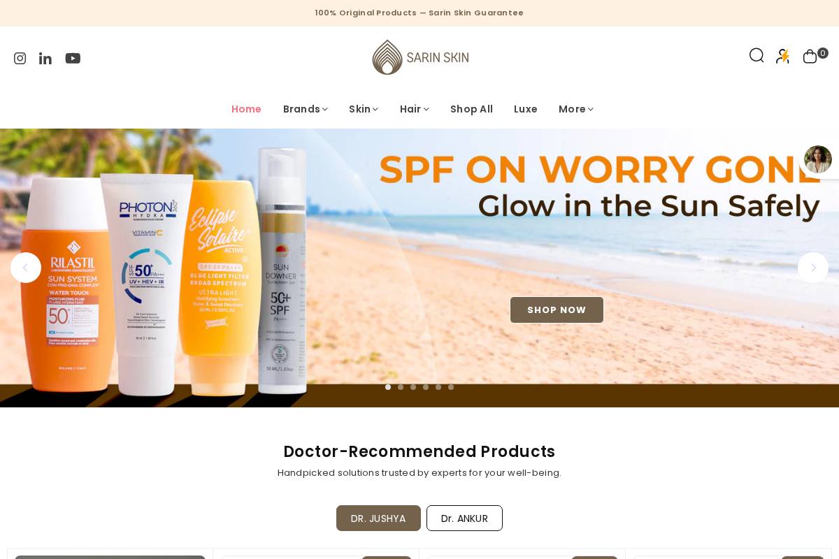 sarinskin.com homepage screenshot