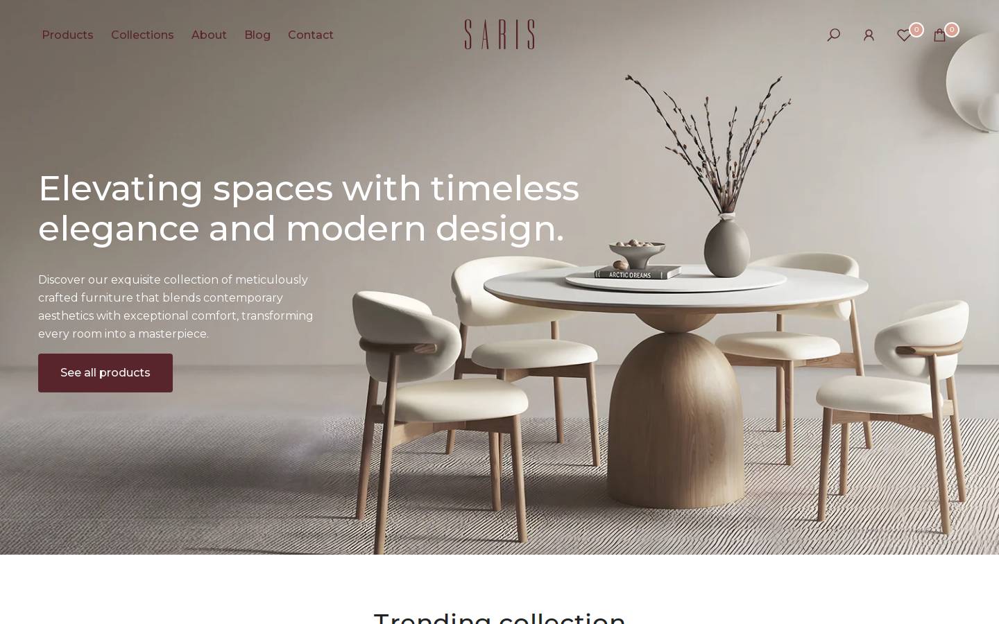 sarisfurniture.com homepage screenshot
