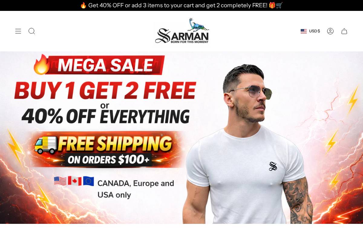 sarmanfashion.com homepage screenshot