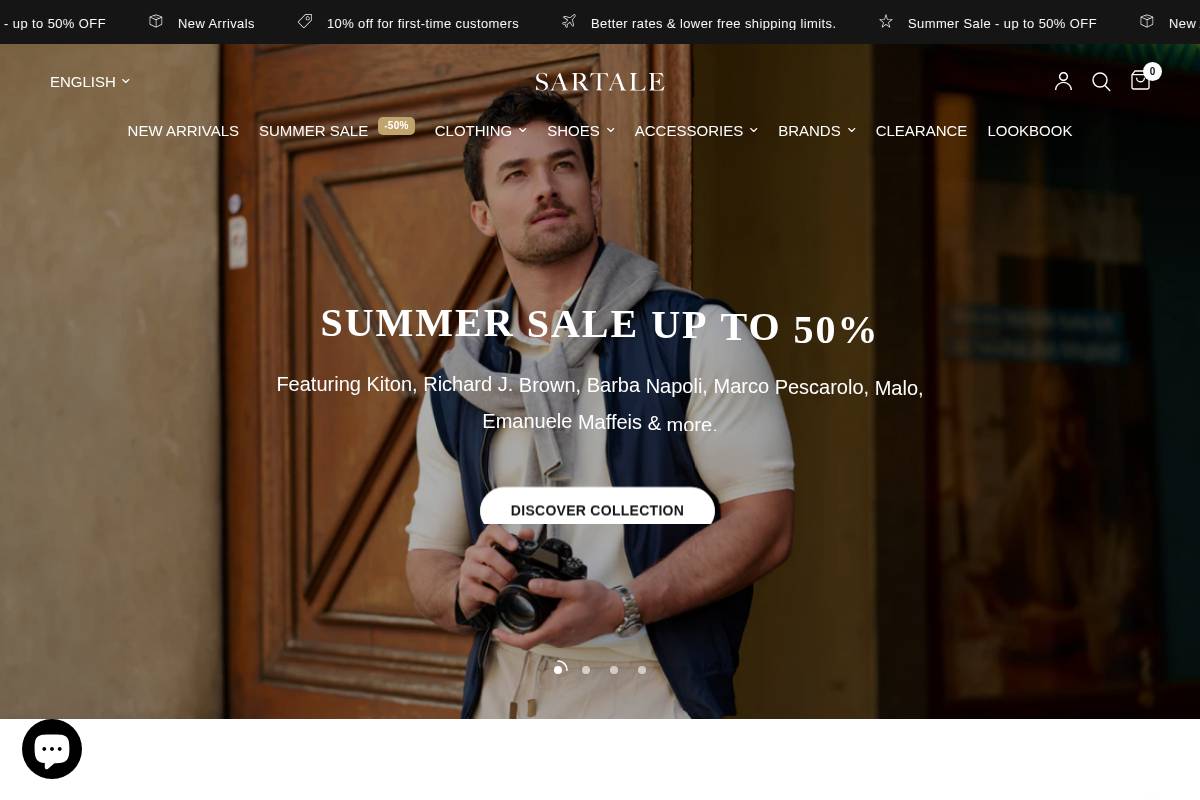 sartale.com homepage screenshot