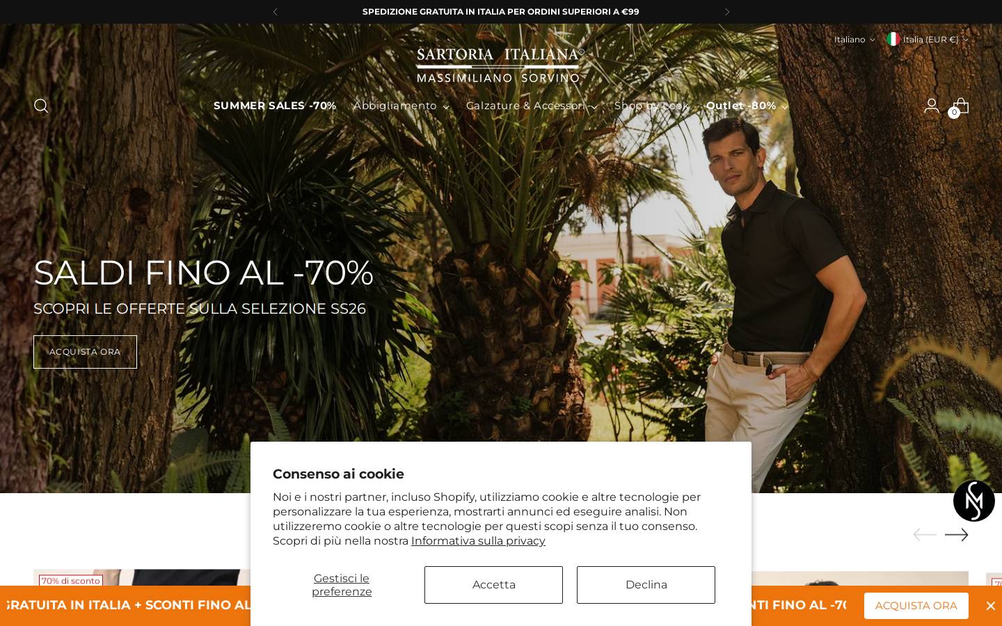 Sartoria Italiana homepage screenshot