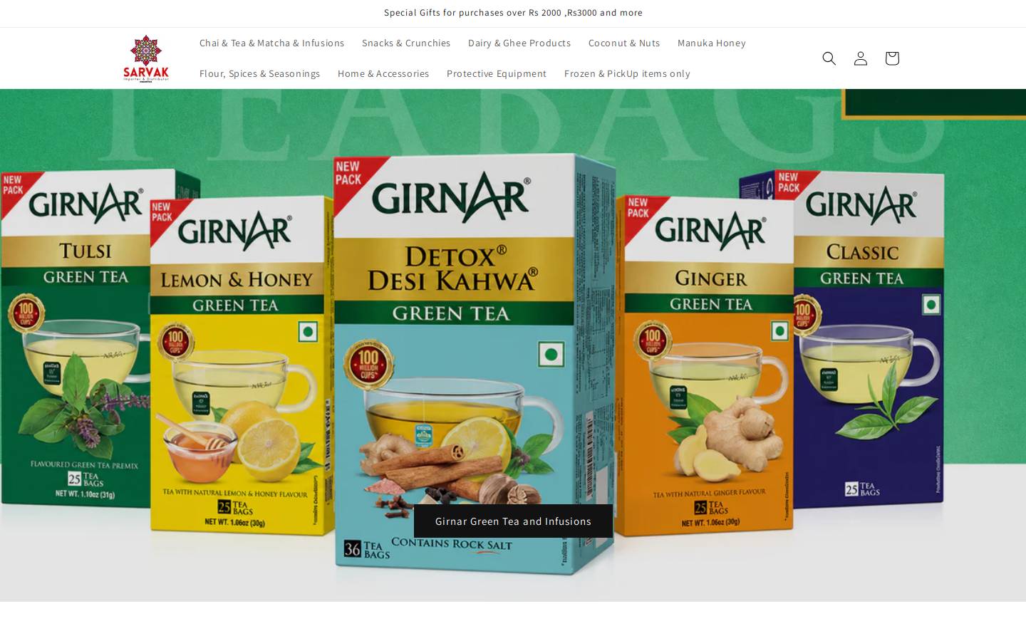 sarvakshop.com homepage screenshot