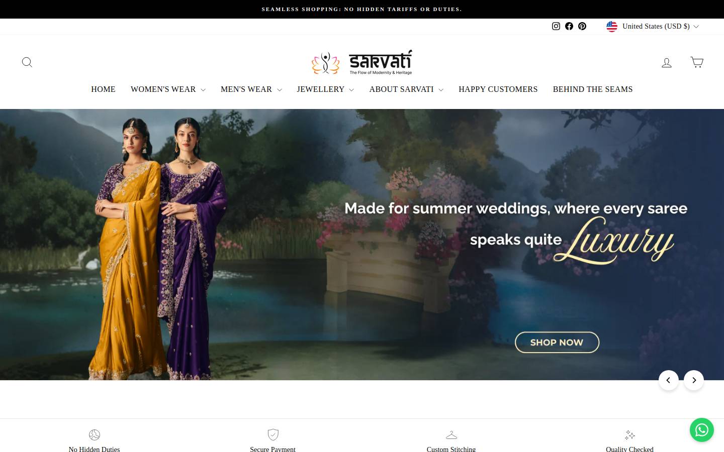 Sarvati homepage screenshot