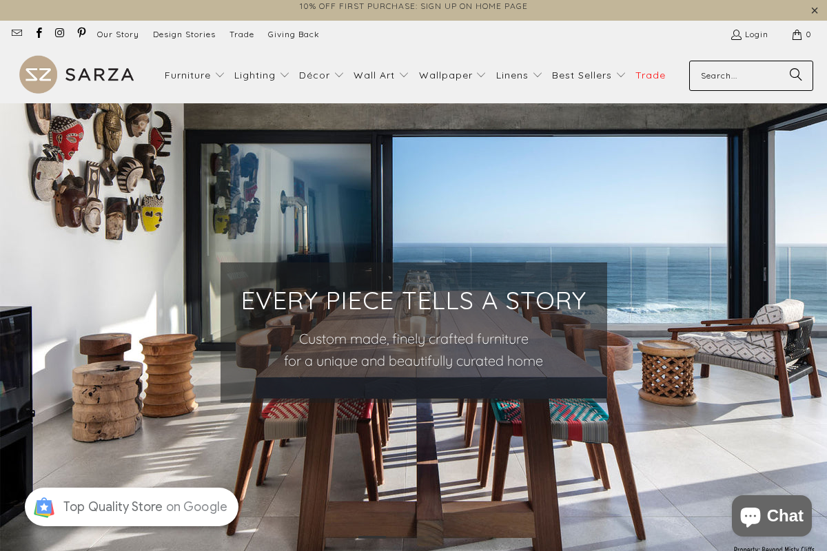 SARZA homepage screenshot