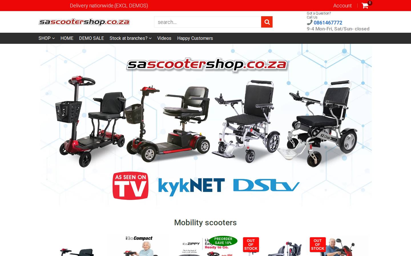 sascootershop.co.za homepage screenshot