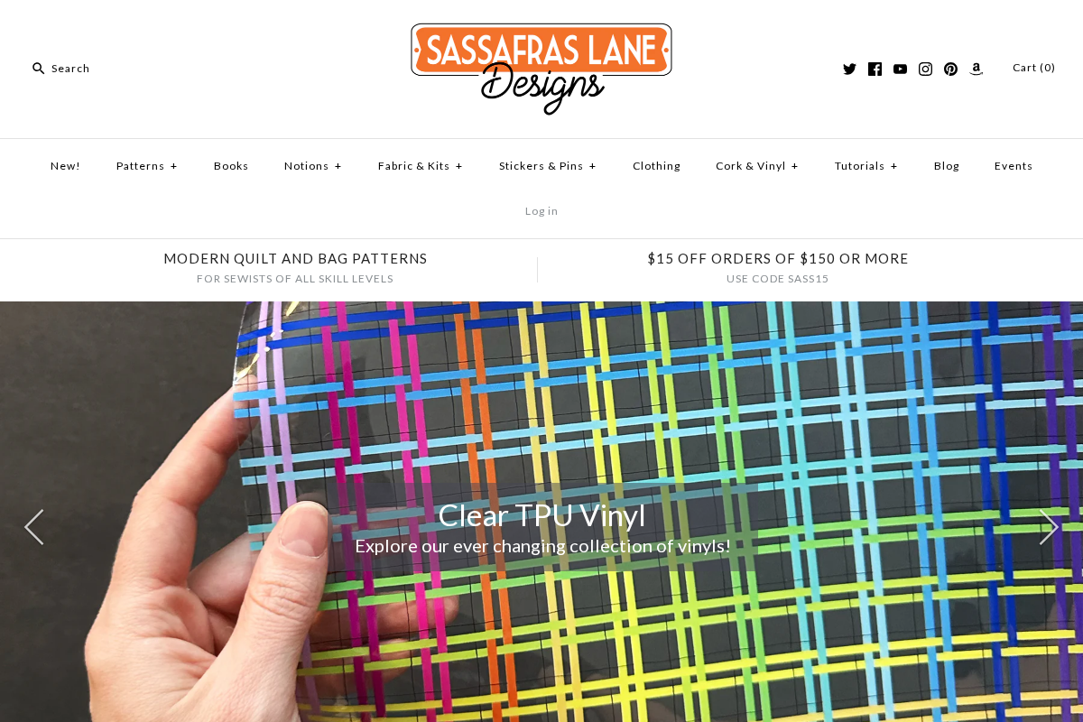 Sassafras Lane Designs homepage screenshot