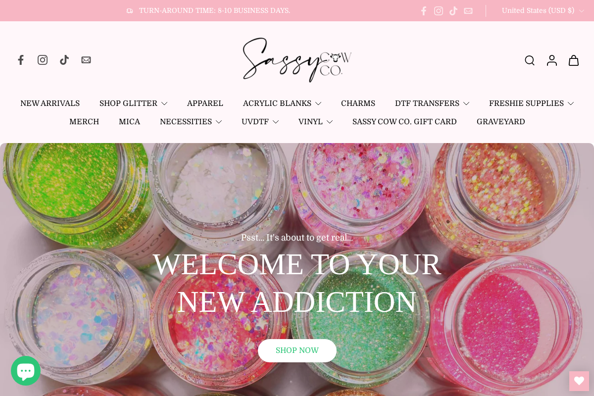 Sassy Cow Co homepage screenshot