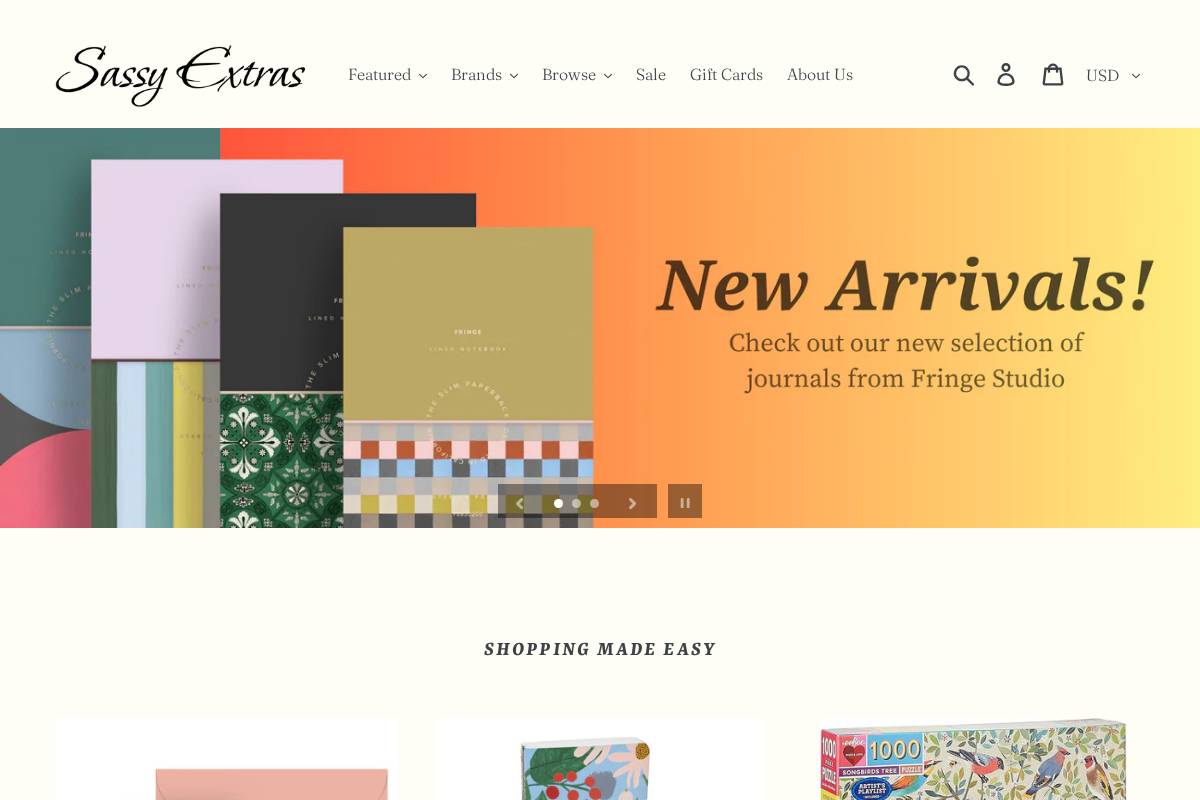 sassyextras.com homepage screenshot