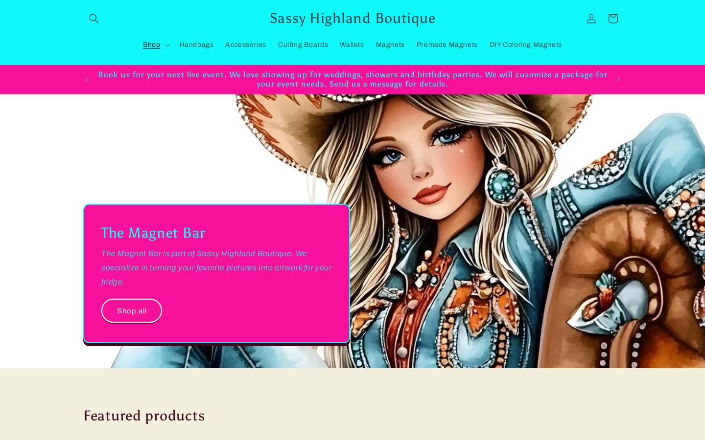 sassyhighlandboutique.com homepage screenshot