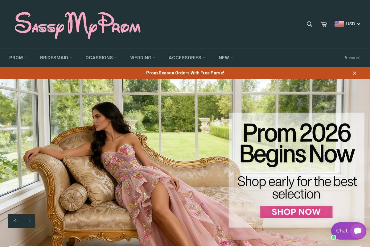 sassymyprom.com homepage screenshot