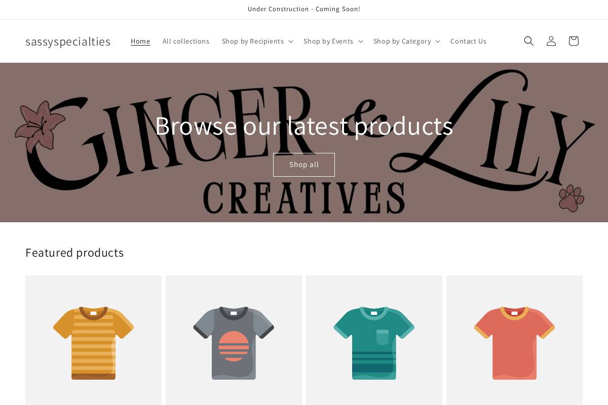 sassyspecialties homepage screenshot