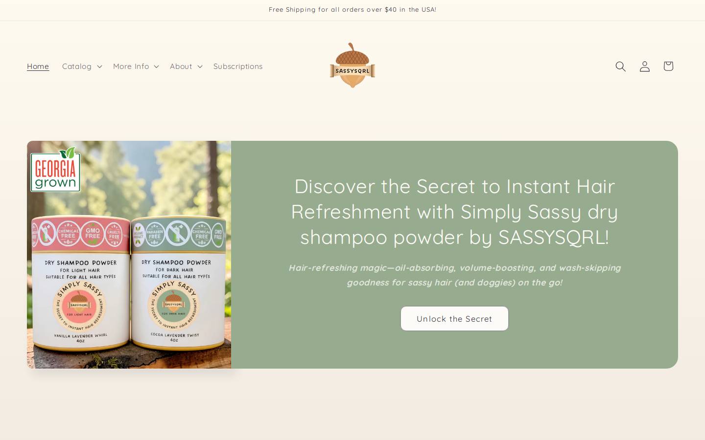 sassysqrl.com homepage screenshot