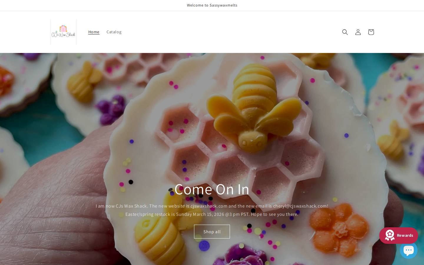 sassywaxmelts.com homepage screenshot