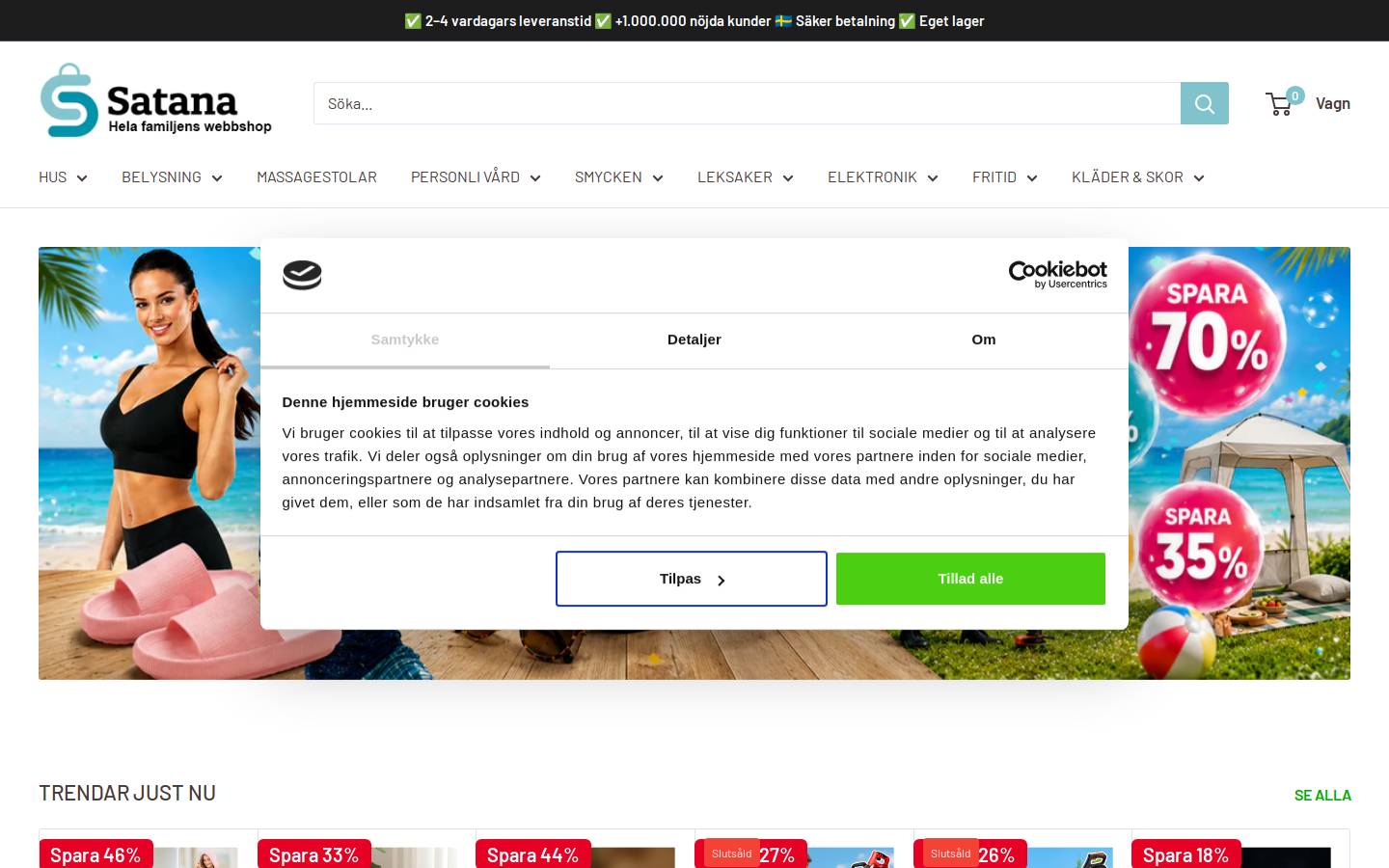 Satana homepage screenshot