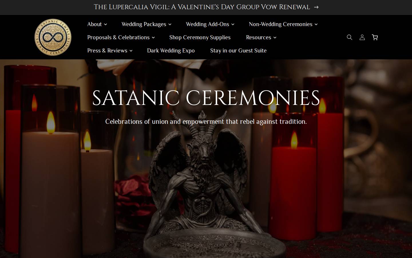 satanicweddings.com homepage screenshot