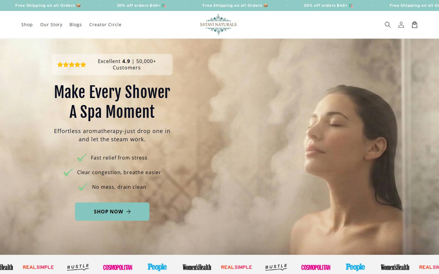 satavinaturals.com homepage screenshot