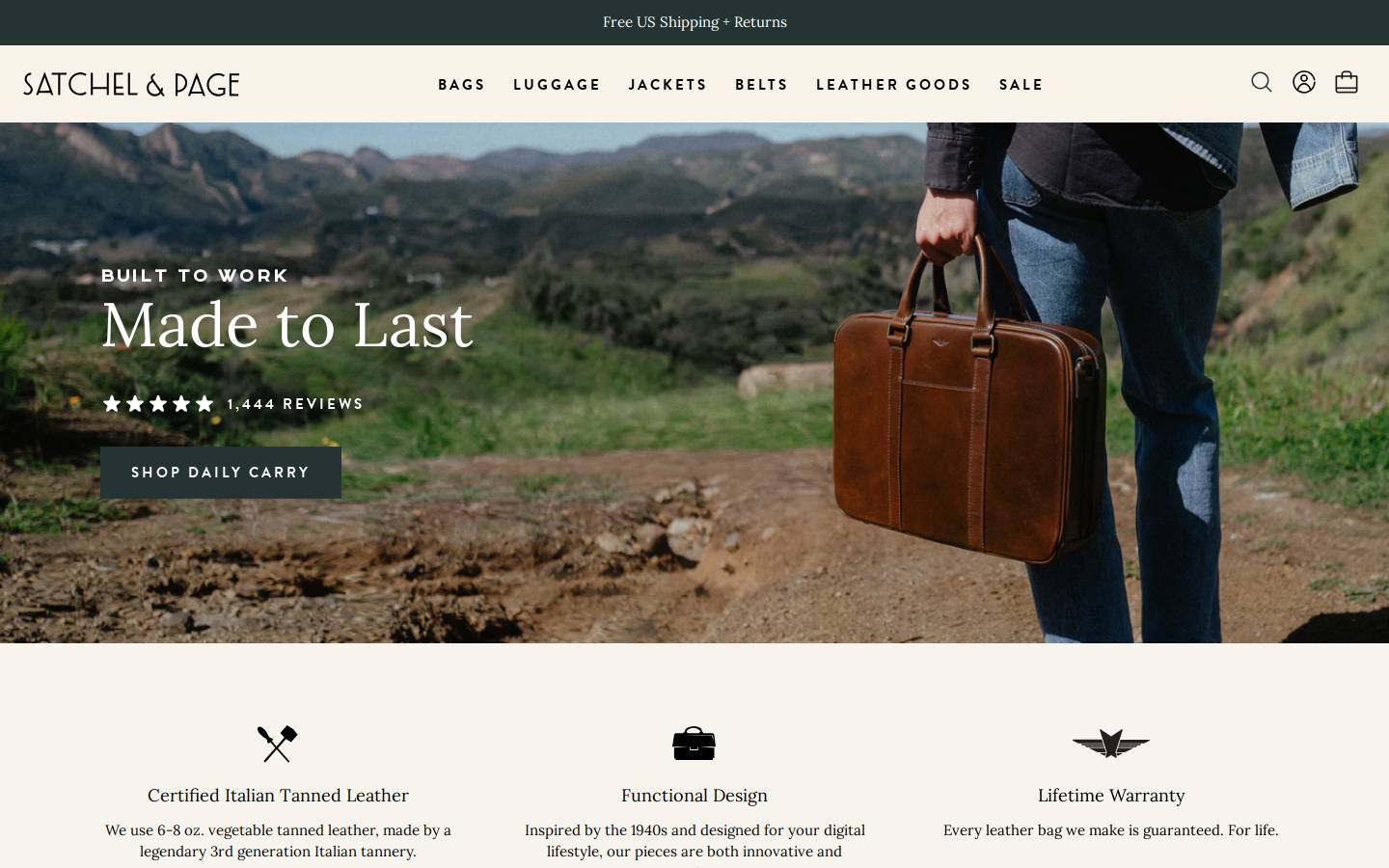 satchel-page.com homepage screenshot