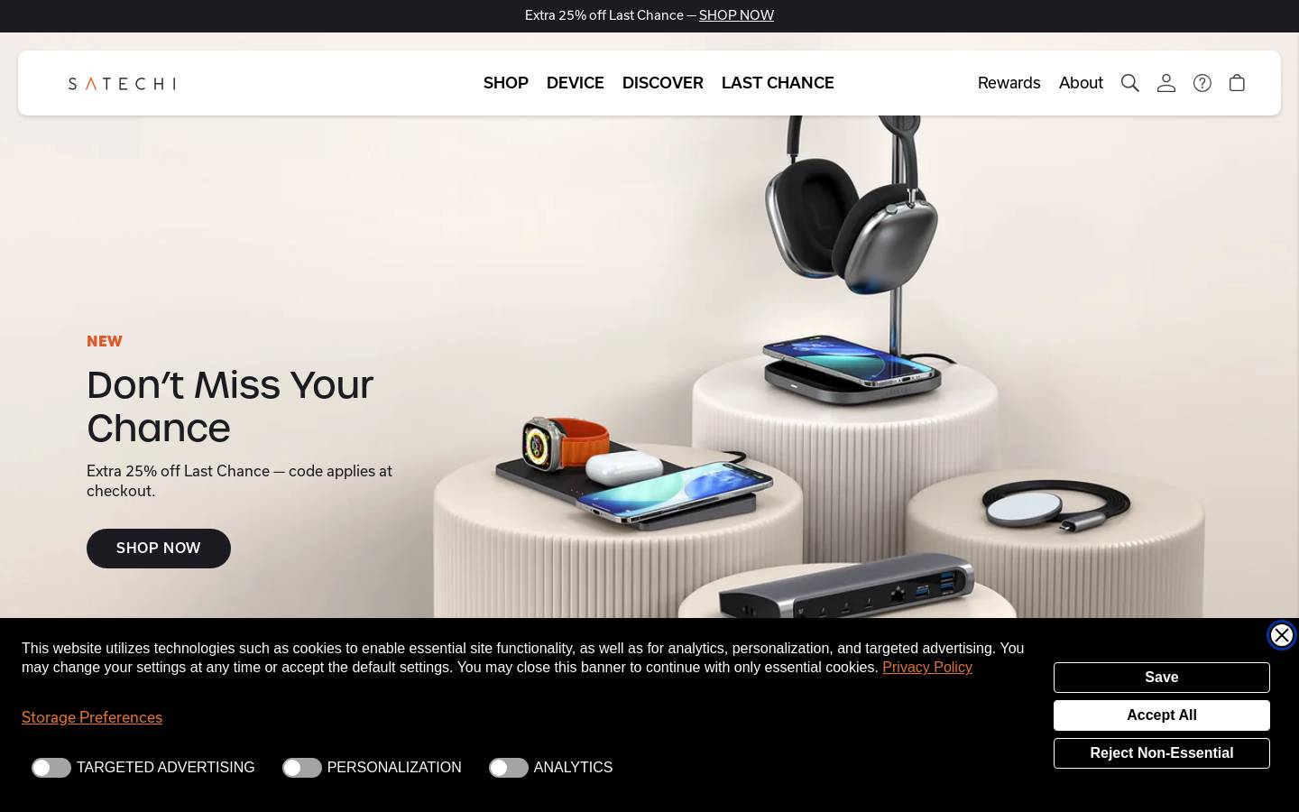 Satechi.com homepage screenshot