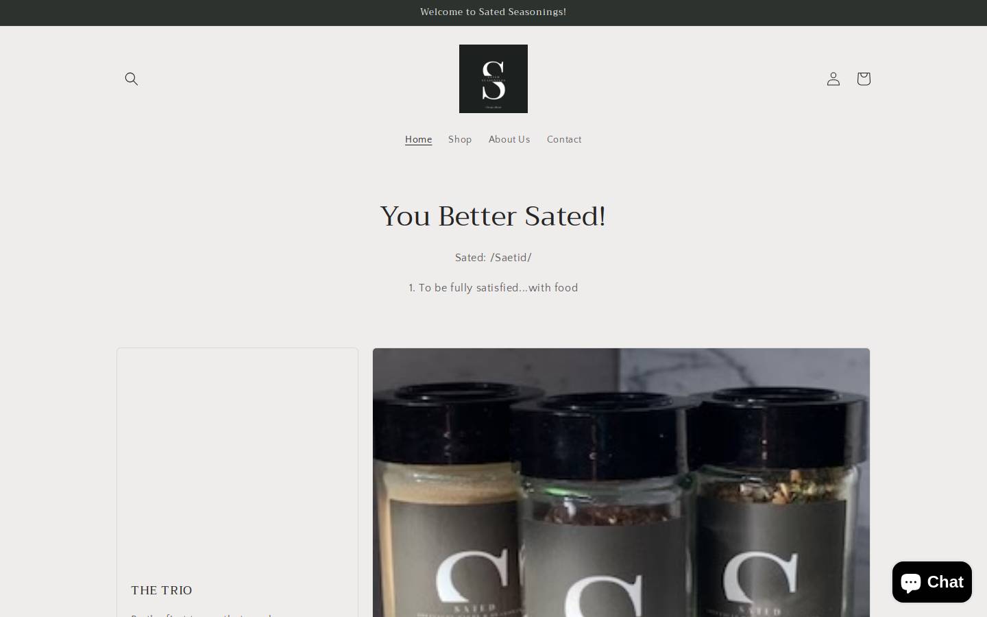 satedseasonings.com homepage screenshot