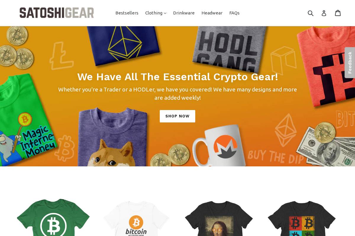 satoshigear.com homepage screenshot