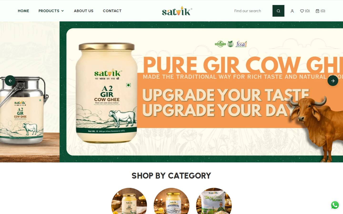 satvikghee.com homepage screenshot