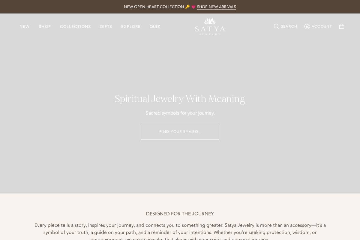 Satya Jewelry homepage screenshot