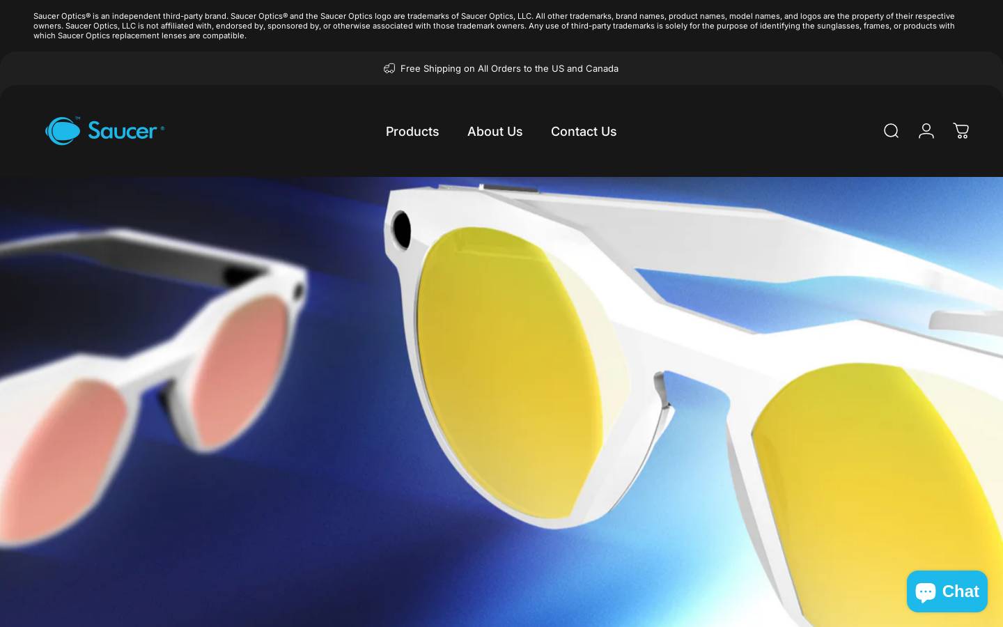 sauceroptics.com homepage screenshot