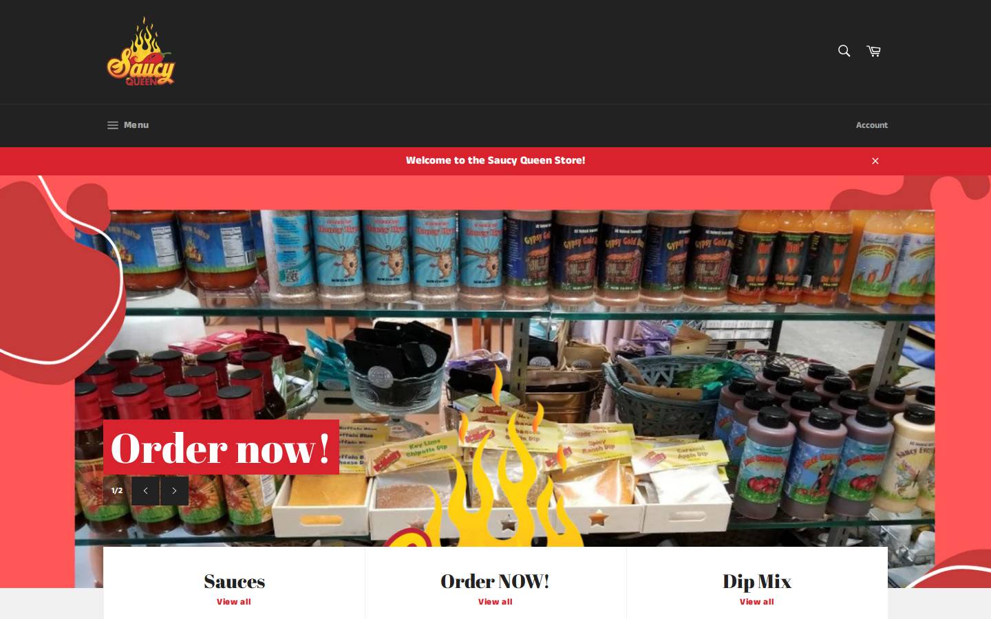 saucyqueen.com homepage screenshot