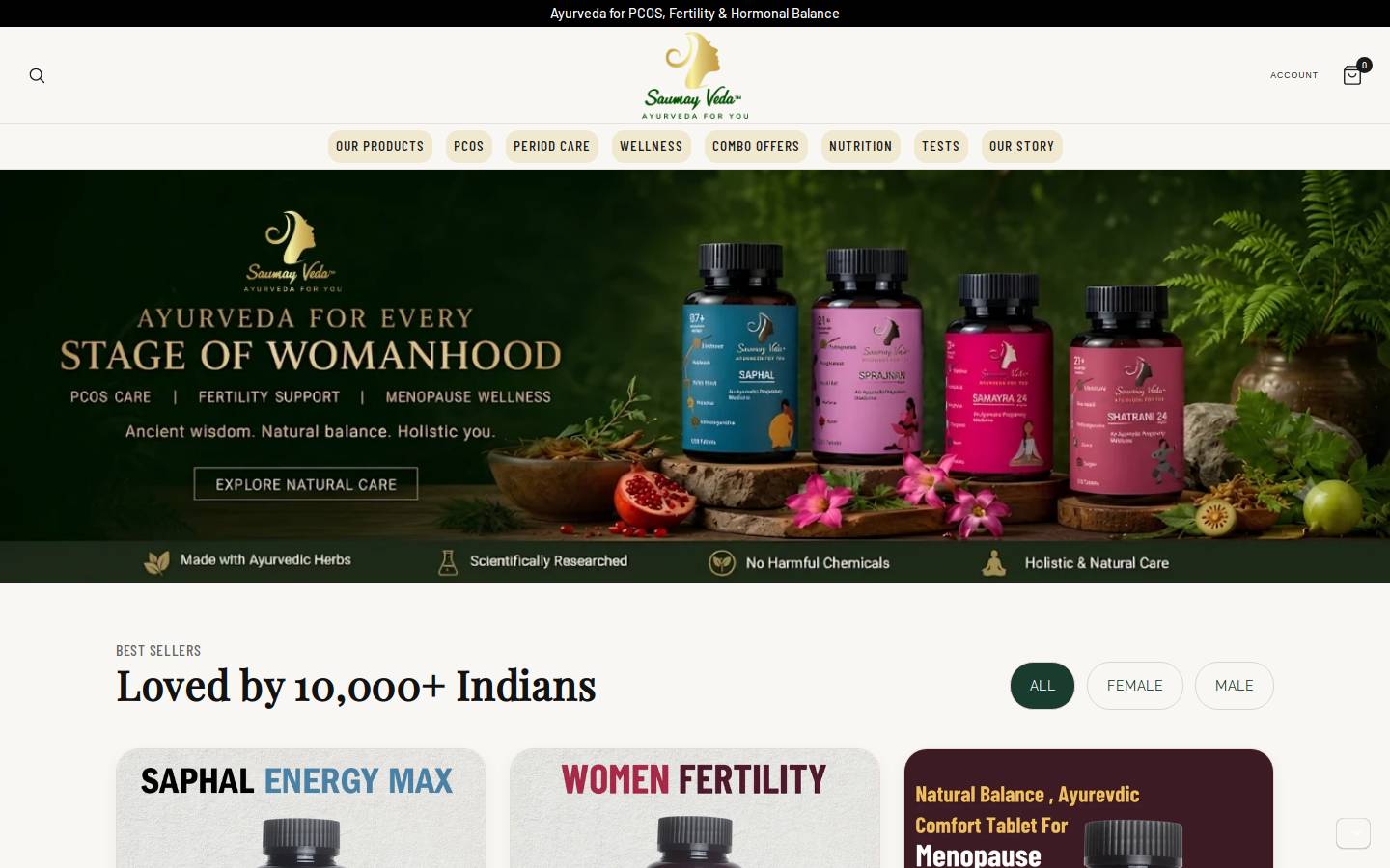 saumayveda.com homepage screenshot