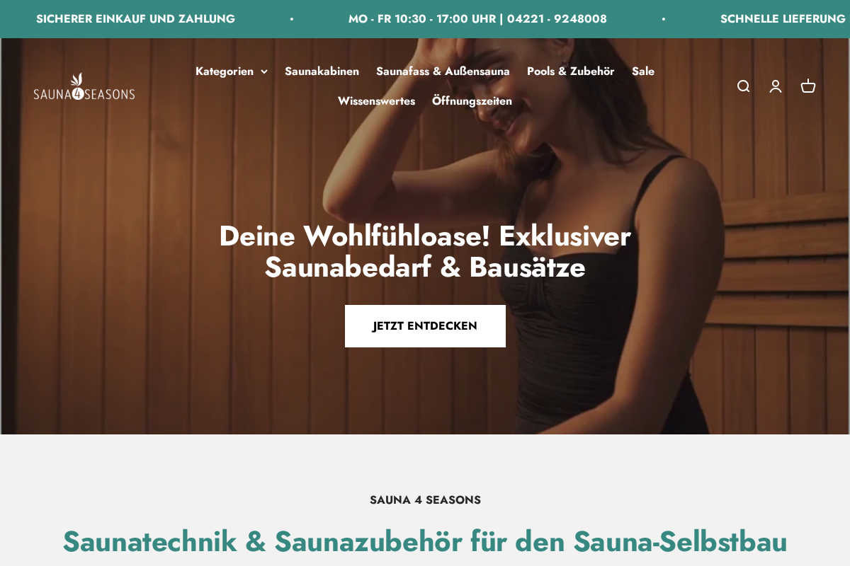 SAUNA 4 SEASONS GmbH homepage screenshot
