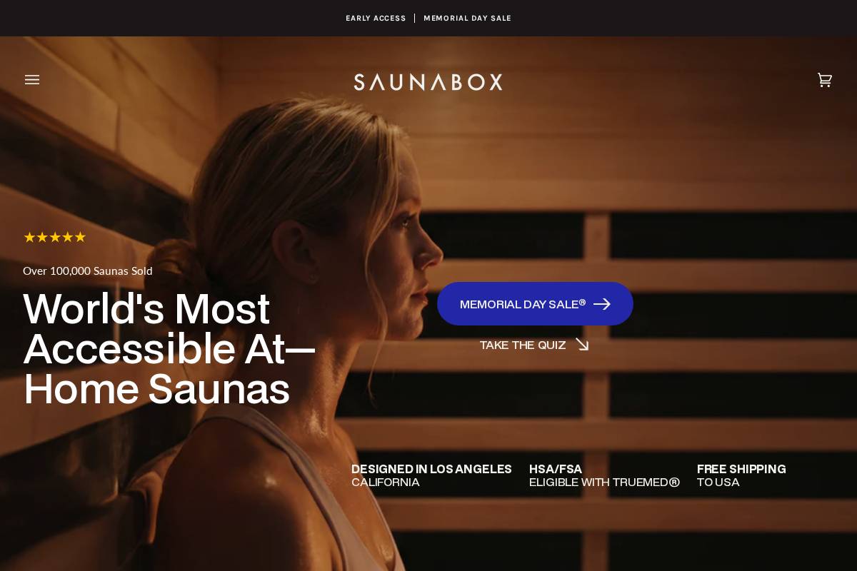 Saunabox homepage screenshot