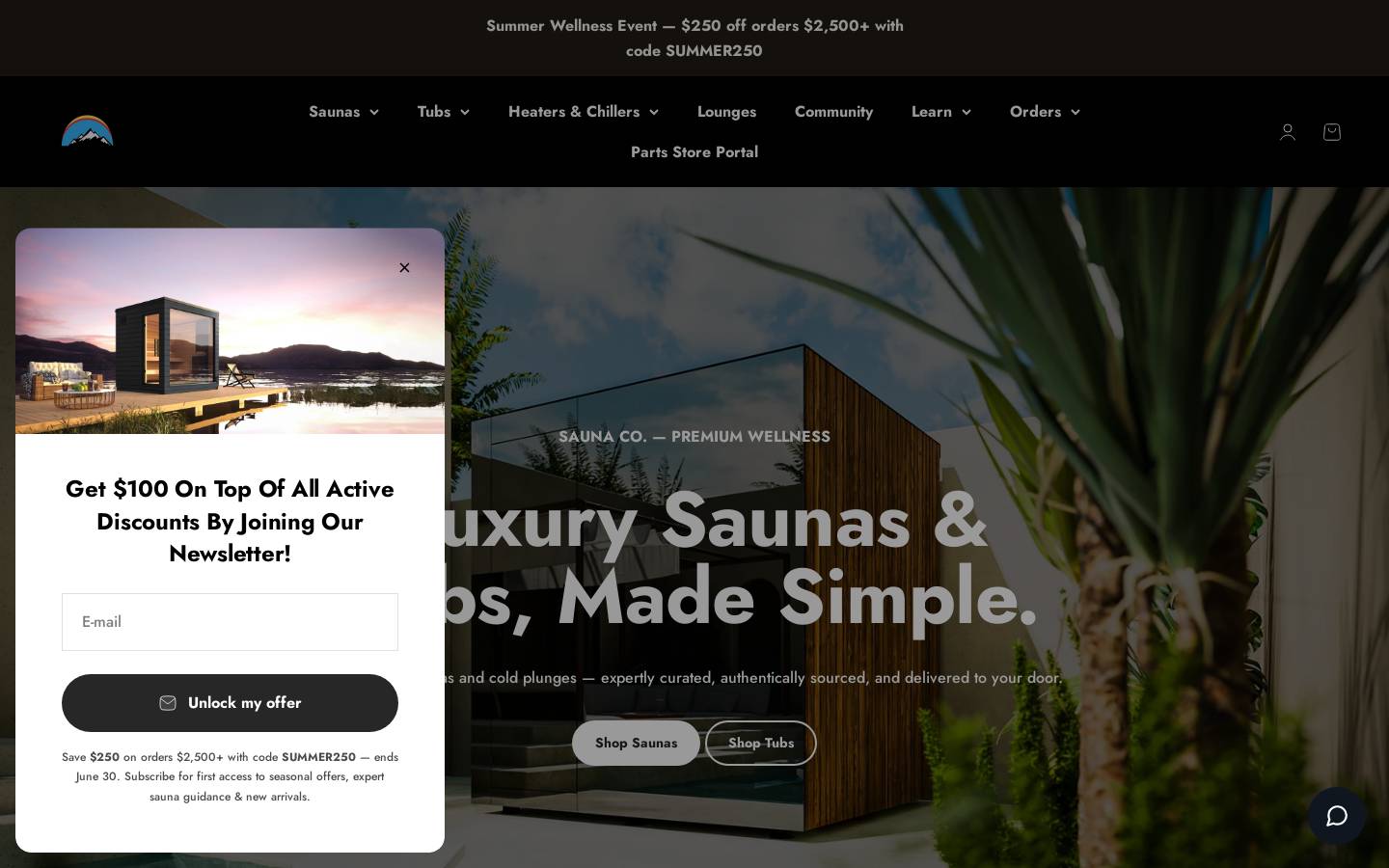 saunaco.us homepage screenshot
