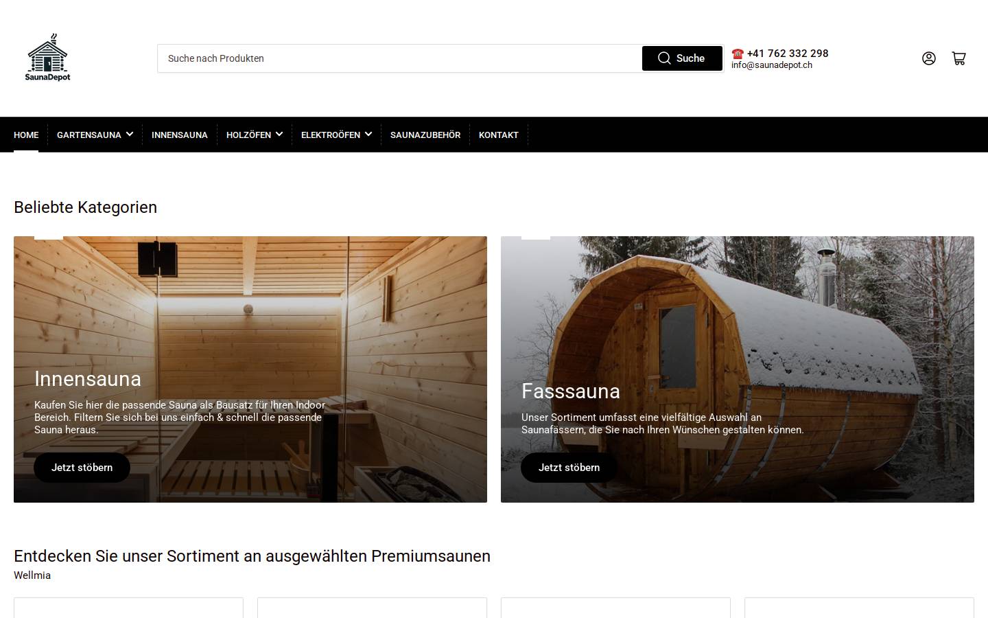 saunadepot.ch homepage screenshot