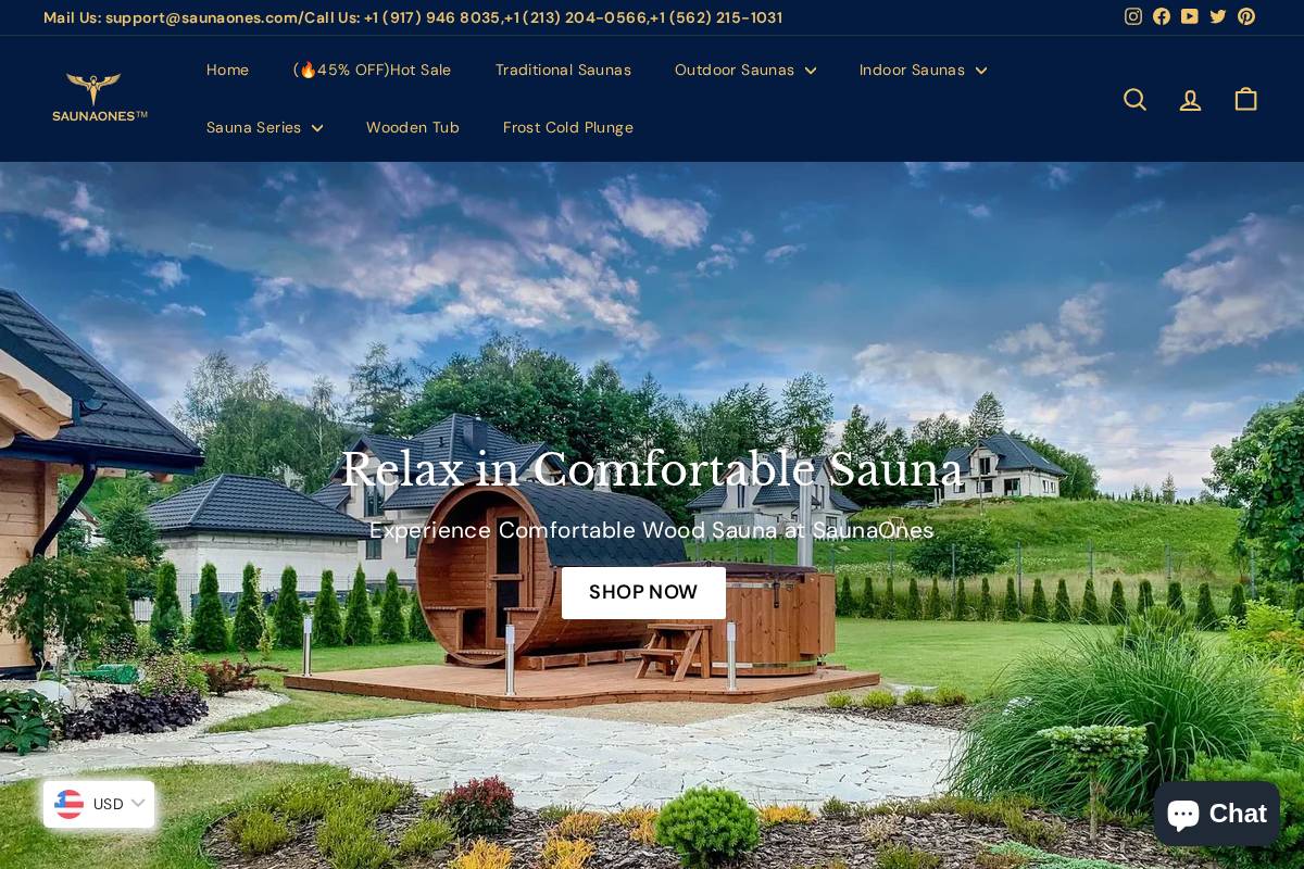Saunaones homepage screenshot