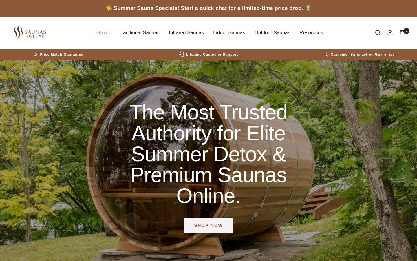 Saunas deluxe homepage screenshot
