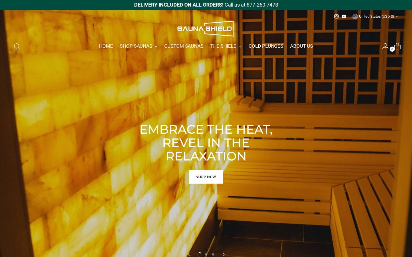 saunashield.co homepage screenshot