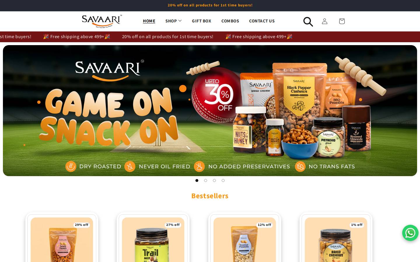 savaarifoods.com homepage screenshot